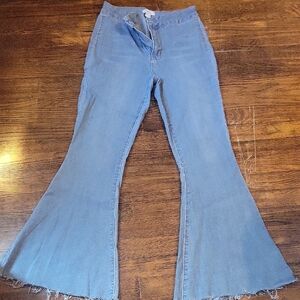 Forever 21 Blue Flare Wide Leg Jeans
